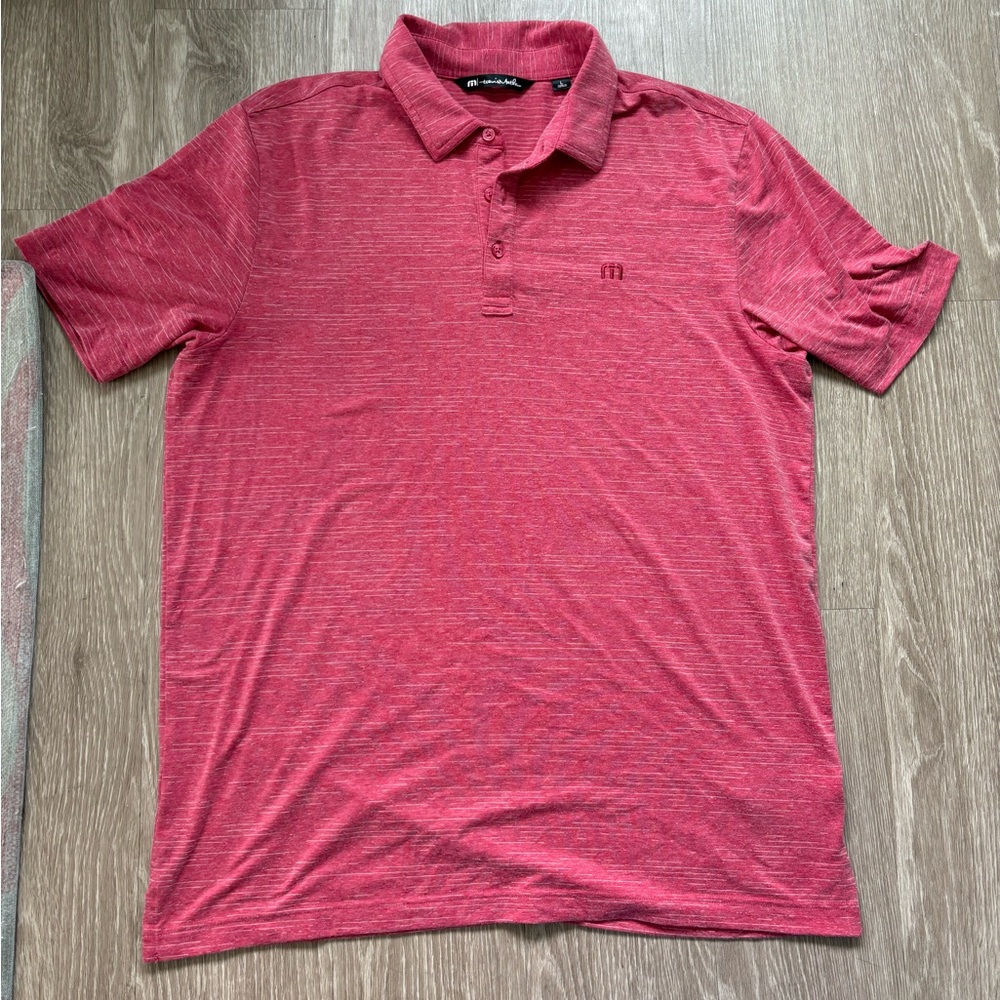 TravisMathew Red Heather Polo Shirt Large